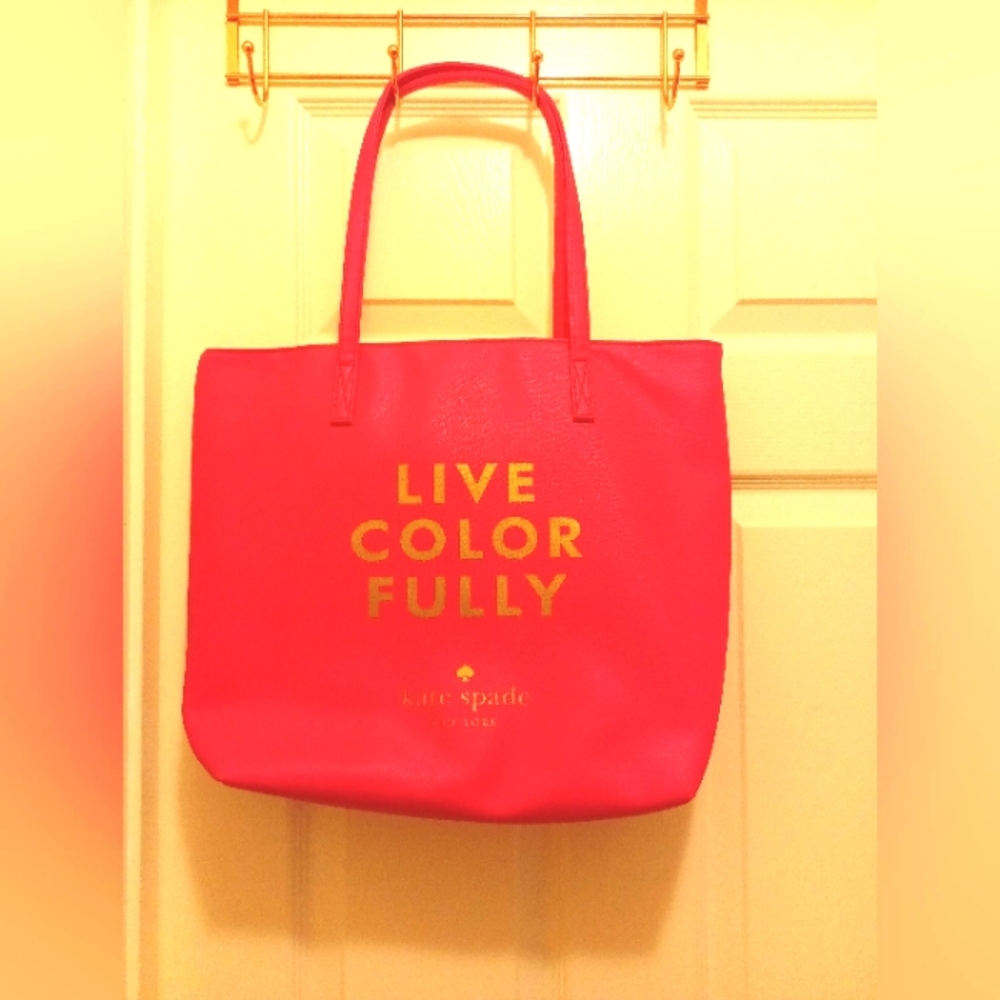 Kate spade pink leather like tote Live Color Fully shopping bag